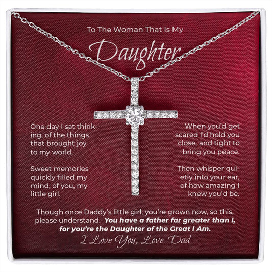To The Woman That Is My Daughter - My Little Girl - CZ Cross Necklace