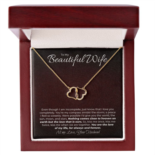 To My Beautiful Wife - Love of My Life - Everlasting Love Gold Necklace