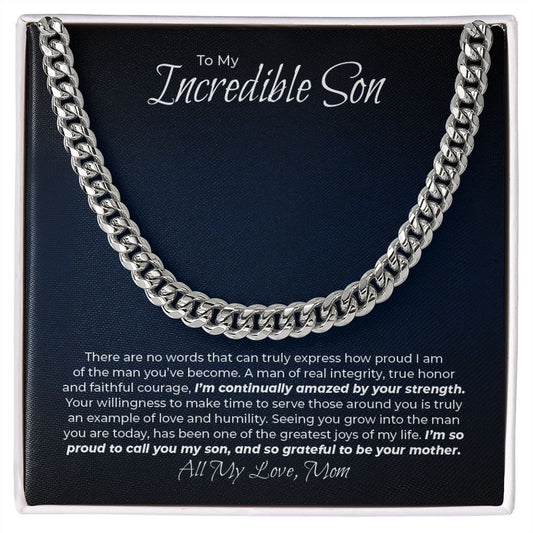 To My Incredible Son - Amazed by Your Strength - Cuban Link Chain