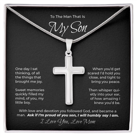 To The Man That Is My Son - My Little Boy - Artisan Crafted Cross